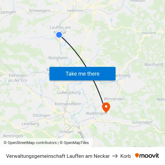 Verwaltungsgemeinschaft Lauffen am Neckar to Korb map