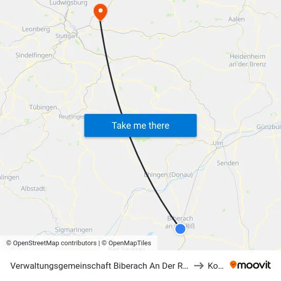 Verwaltungsgemeinschaft Biberach An Der Riß to Korb map
