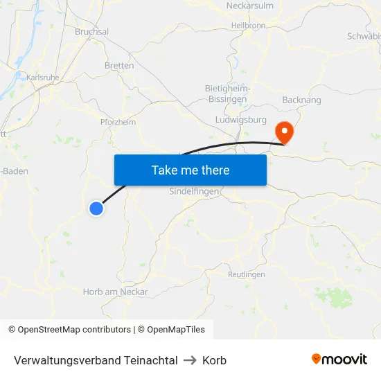 Verwaltungsverband Teinachtal to Korb map