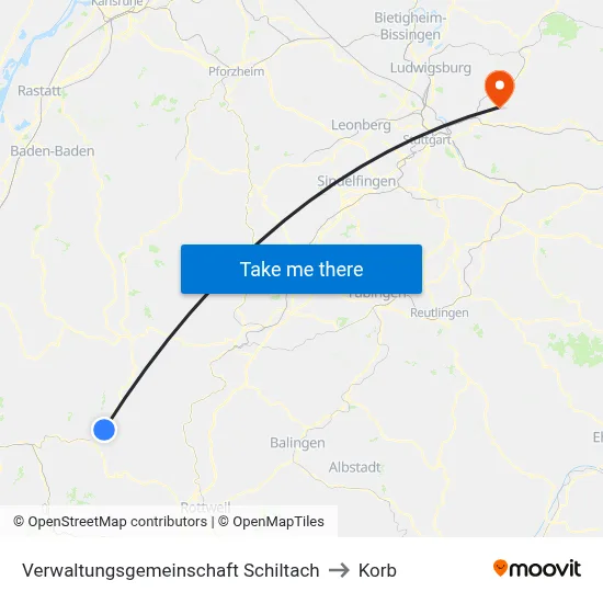 Verwaltungsgemeinschaft Schiltach to Korb map
