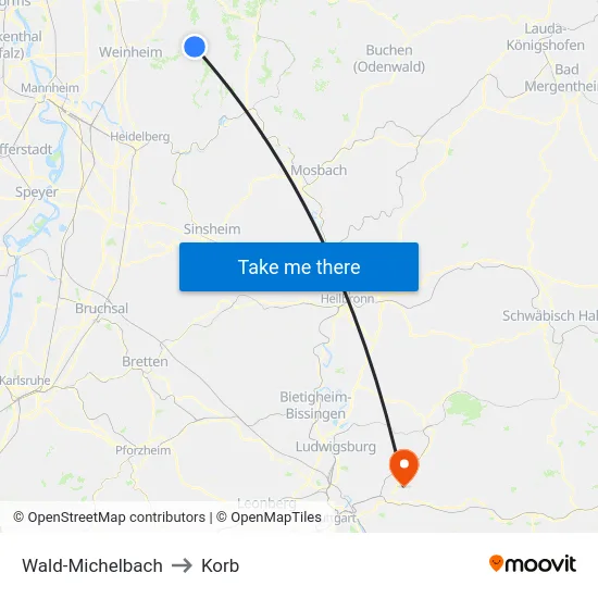 Wald-Michelbach to Korb map