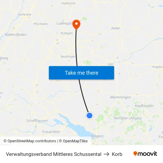 Verwaltungsverband Mittleres Schussental to Korb map