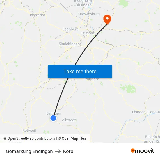 Gemarkung Endingen to Korb map