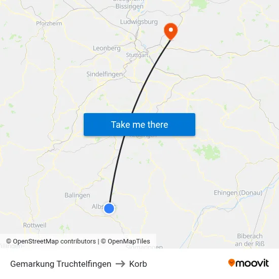 Gemarkung Truchtelfingen to Korb map