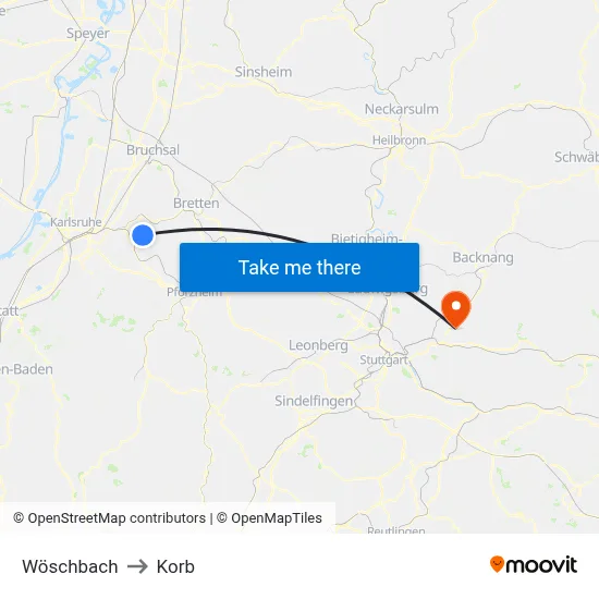 Wöschbach to Korb map