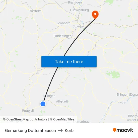Gemarkung Dotternhausen to Korb map