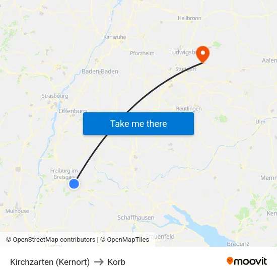 Kirchzarten (Kernort) to Korb map