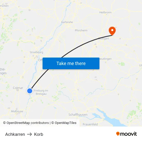 Achkarren to Korb map
