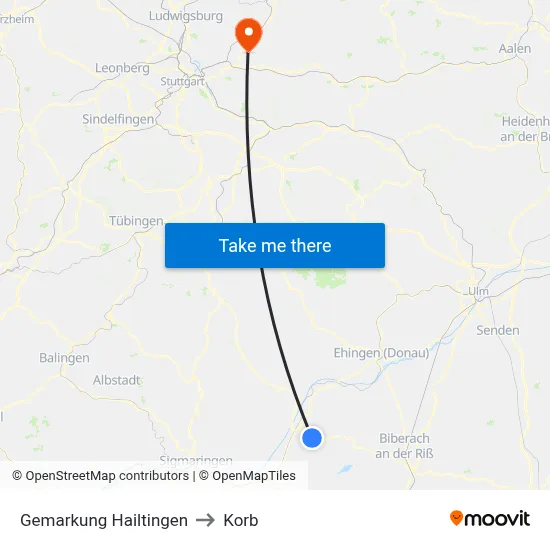 Gemarkung Hailtingen to Korb map