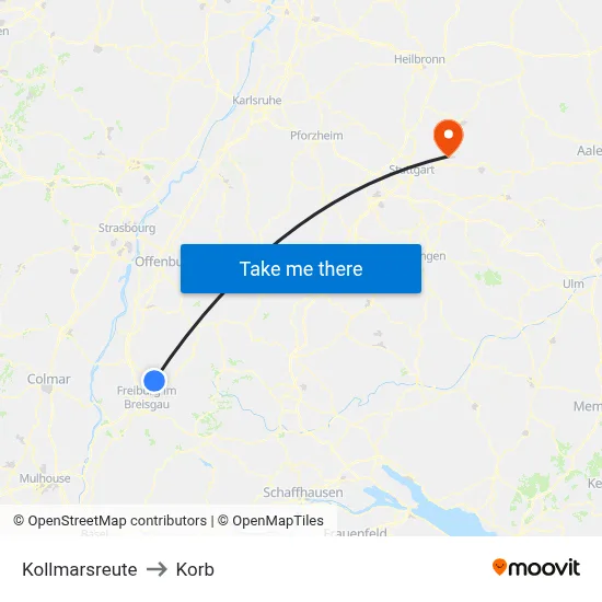 Kollmarsreute to Korb map