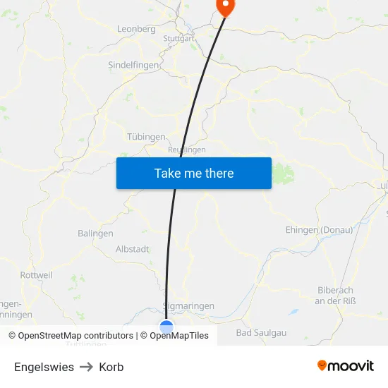 Engelswies to Korb map