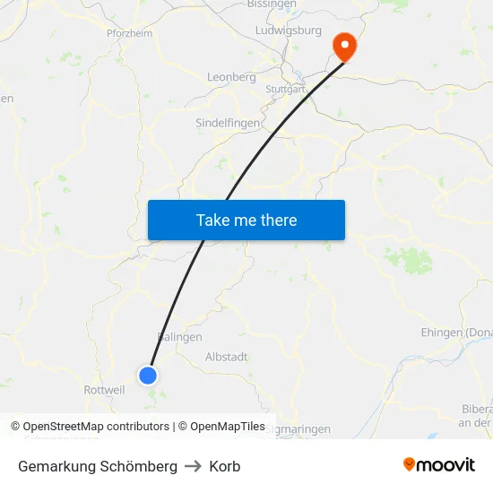 Gemarkung Schömberg to Korb map