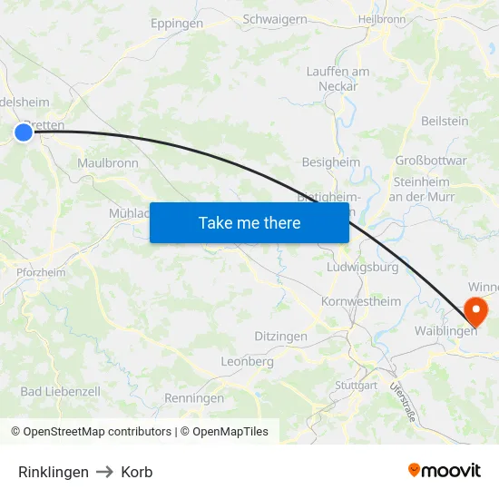 Rinklingen to Korb map