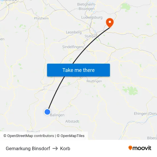 Gemarkung Binsdorf to Korb map
