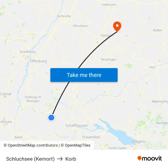 Schluchsee (Kernort) to Korb map