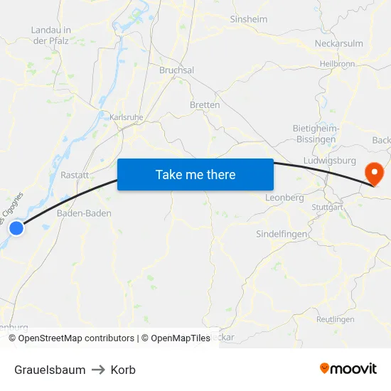 Grauelsbaum to Korb map