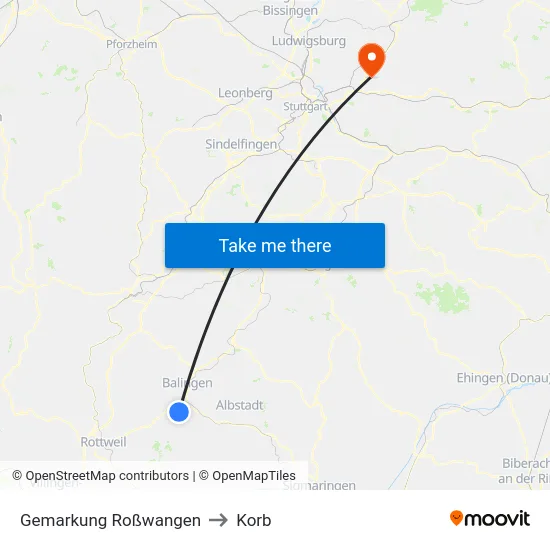 Gemarkung Roßwangen to Korb map