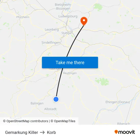 Gemarkung Killer to Korb map
