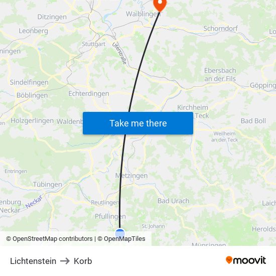 Lichtenstein to Korb map