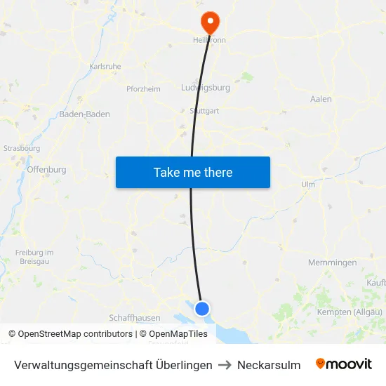 Verwaltungsgemeinschaft Überlingen to Neckarsulm map