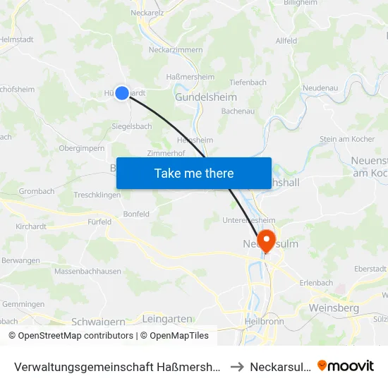 Verwaltungsgemeinschaft Haßmersheim to Neckarsulm map