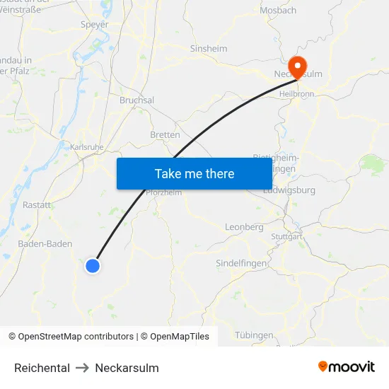 Reichental to Neckarsulm map