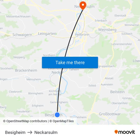 Besigheim to Neckarsulm map