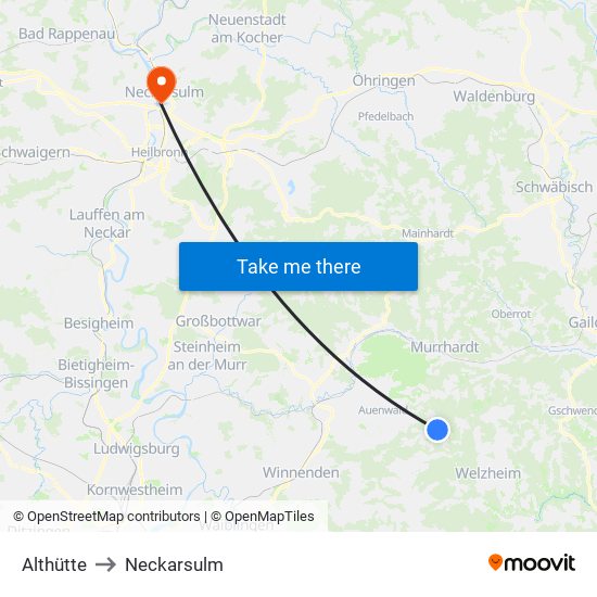 Althütte to Neckarsulm map