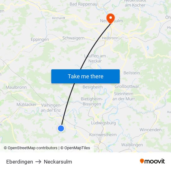 Eberdingen to Neckarsulm map