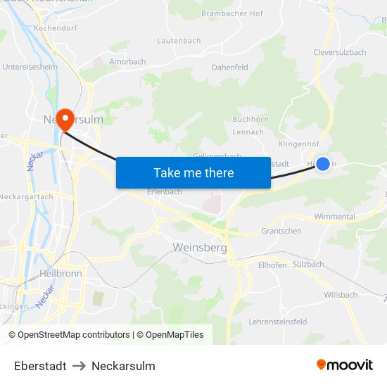 Eberstadt to Neckarsulm map