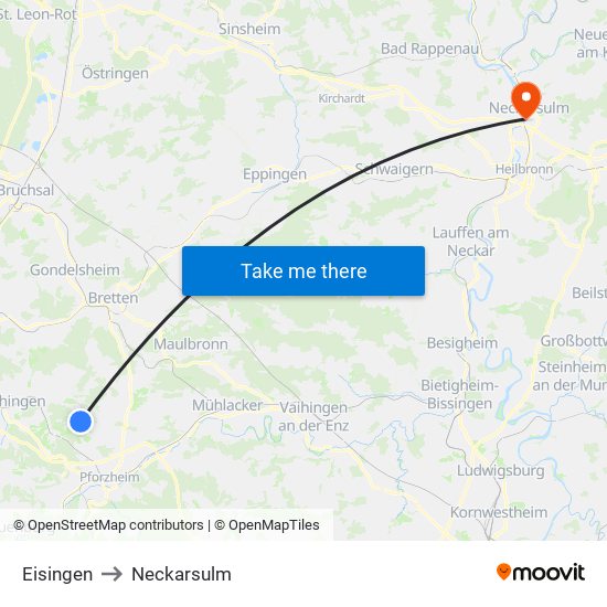 Eisingen to Neckarsulm map