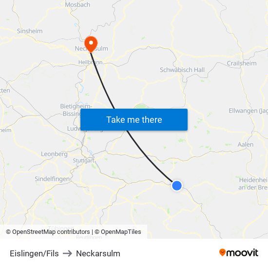 Eislingen/Fils to Neckarsulm map