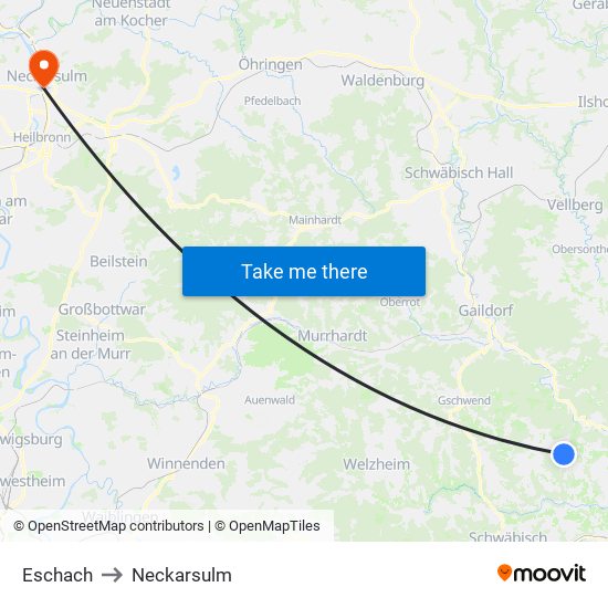 Eschach to Neckarsulm map