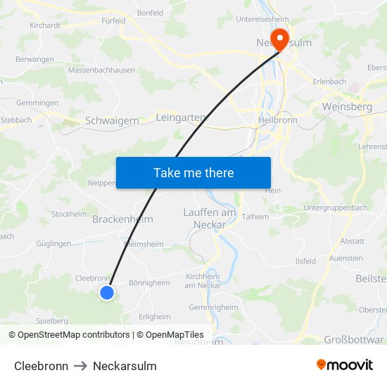 Cleebronn to Neckarsulm map