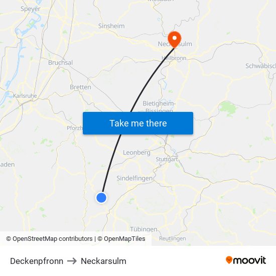 Deckenpfronn to Neckarsulm map