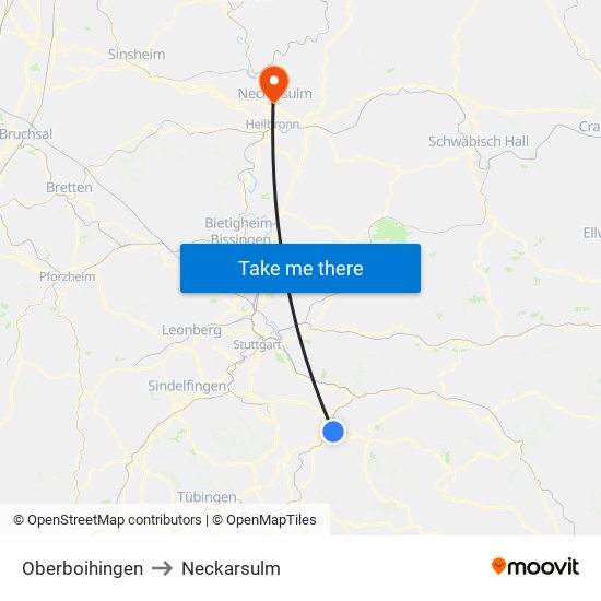 Oberboihingen to Neckarsulm map