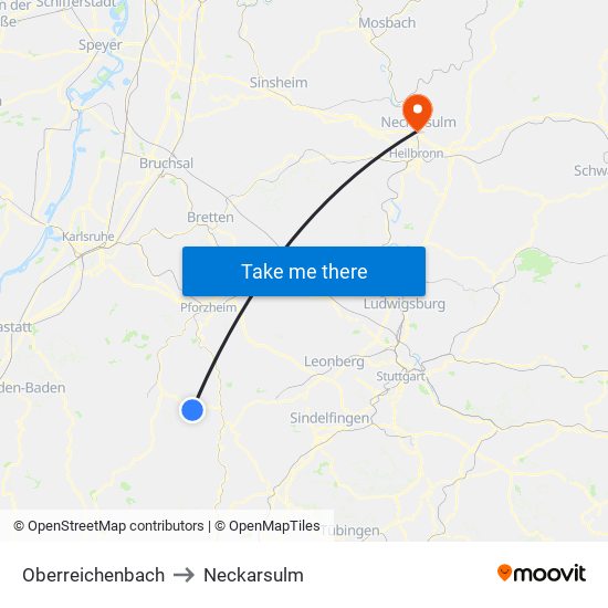 Oberreichenbach to Neckarsulm map