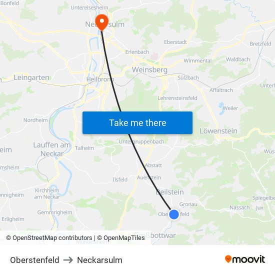 Oberstenfeld to Neckarsulm map