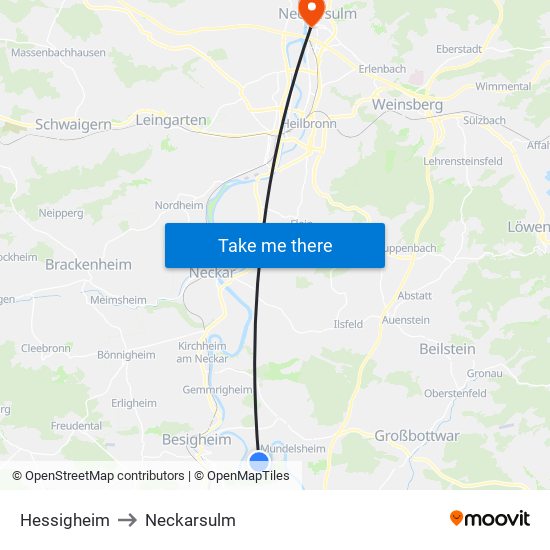 Hessigheim to Neckarsulm map