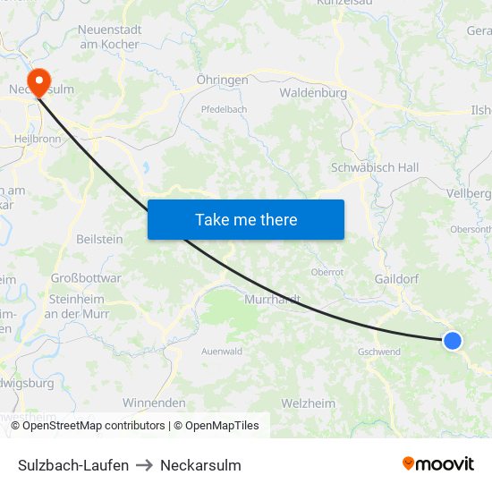 Sulzbach-Laufen to Neckarsulm map