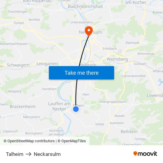 Talheim to Neckarsulm map