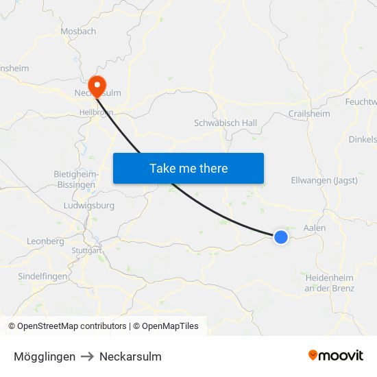 Mögglingen to Neckarsulm map