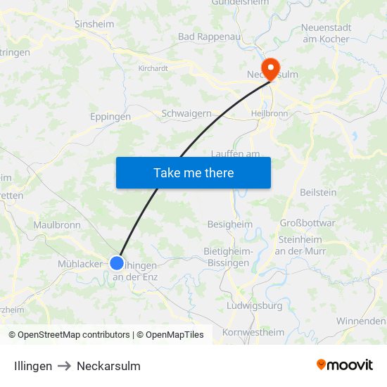 Illingen to Neckarsulm map