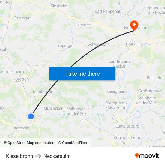 Kieselbronn to Neckarsulm map