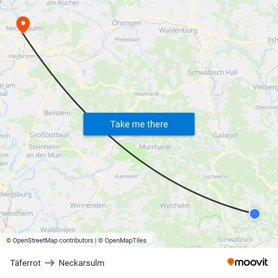 Täferrot to Neckarsulm map