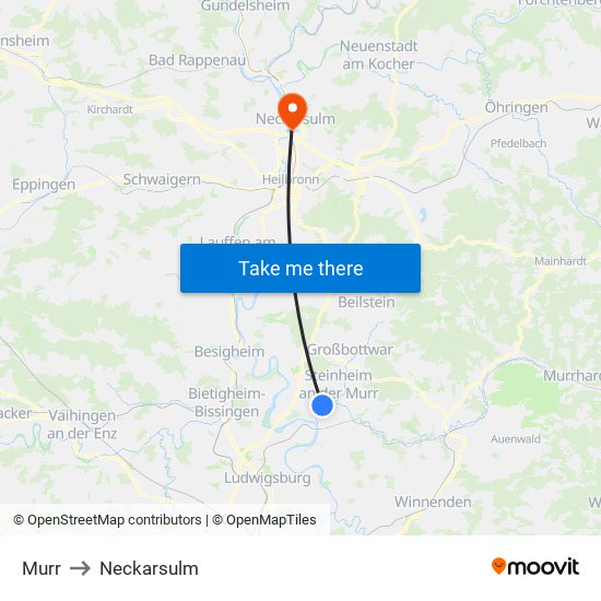 Murr to Neckarsulm map