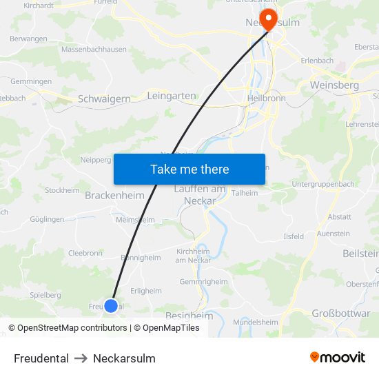 Freudental to Neckarsulm map