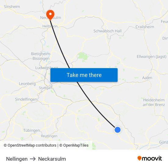 Nellingen to Neckarsulm map