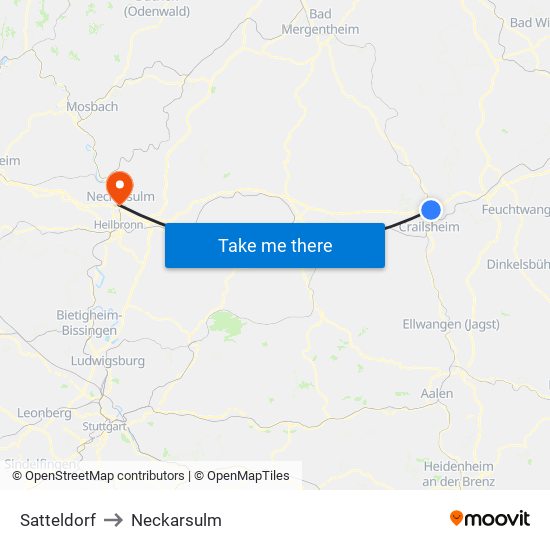 Satteldorf to Neckarsulm map