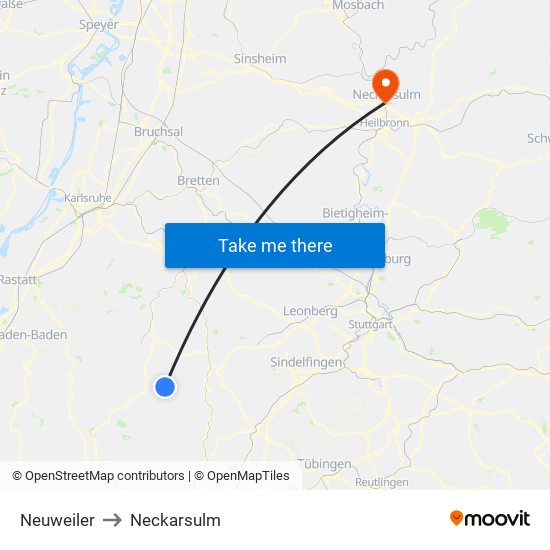 Neuweiler to Neckarsulm map